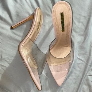 Clear with pink sole pump